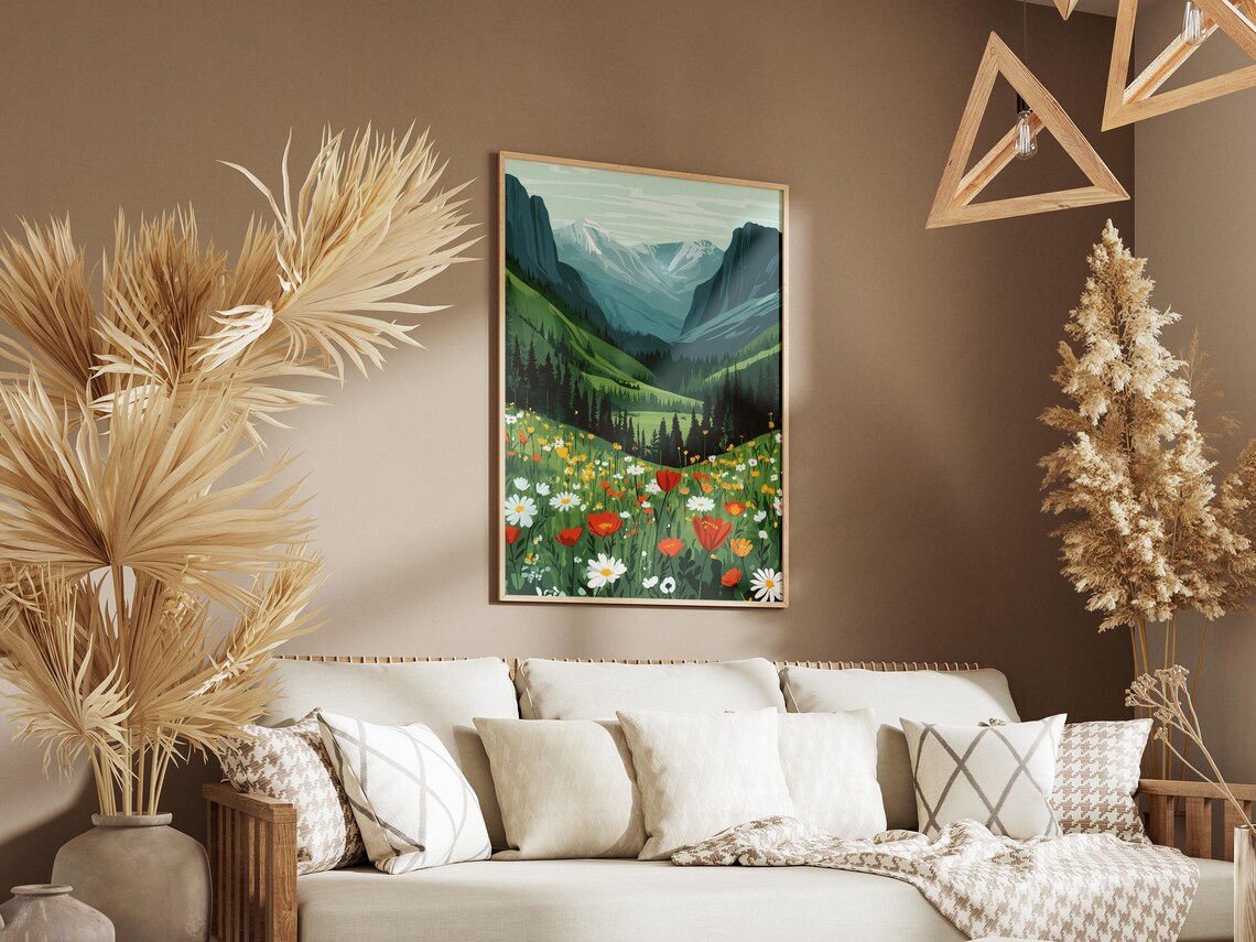 Valley Of Flowers Himalayan Wildflower Meadow Landscape Poster - Image 3