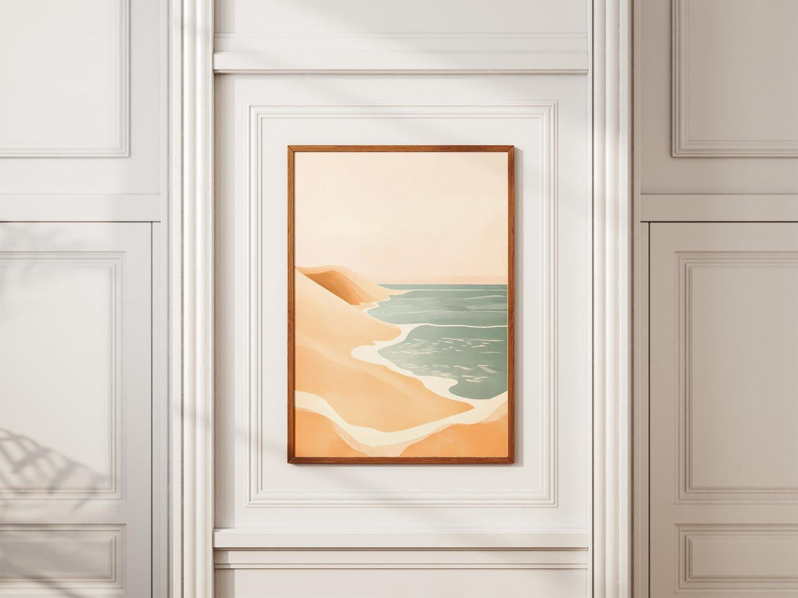 Beige Sand Dunes Minimalist Abstract Coastal Illustration Poster - Image 2