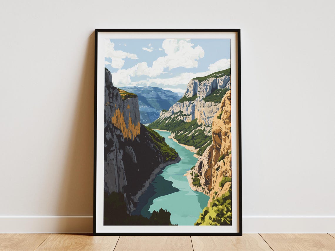 Verdon Gorge France Turquoise River Limestone Cliffs Travel Poster