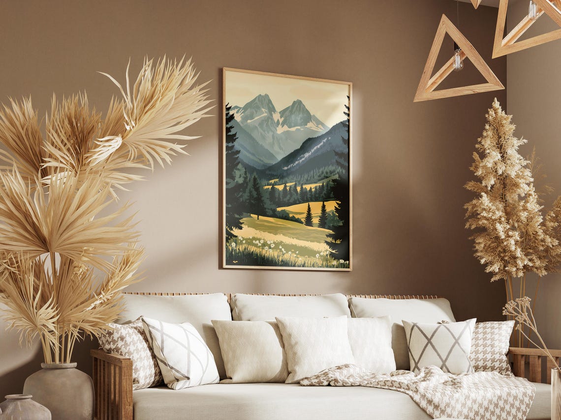 Transylvanian Alps Snowy Peaks Vintage Mountain Travel Poster - Image 3