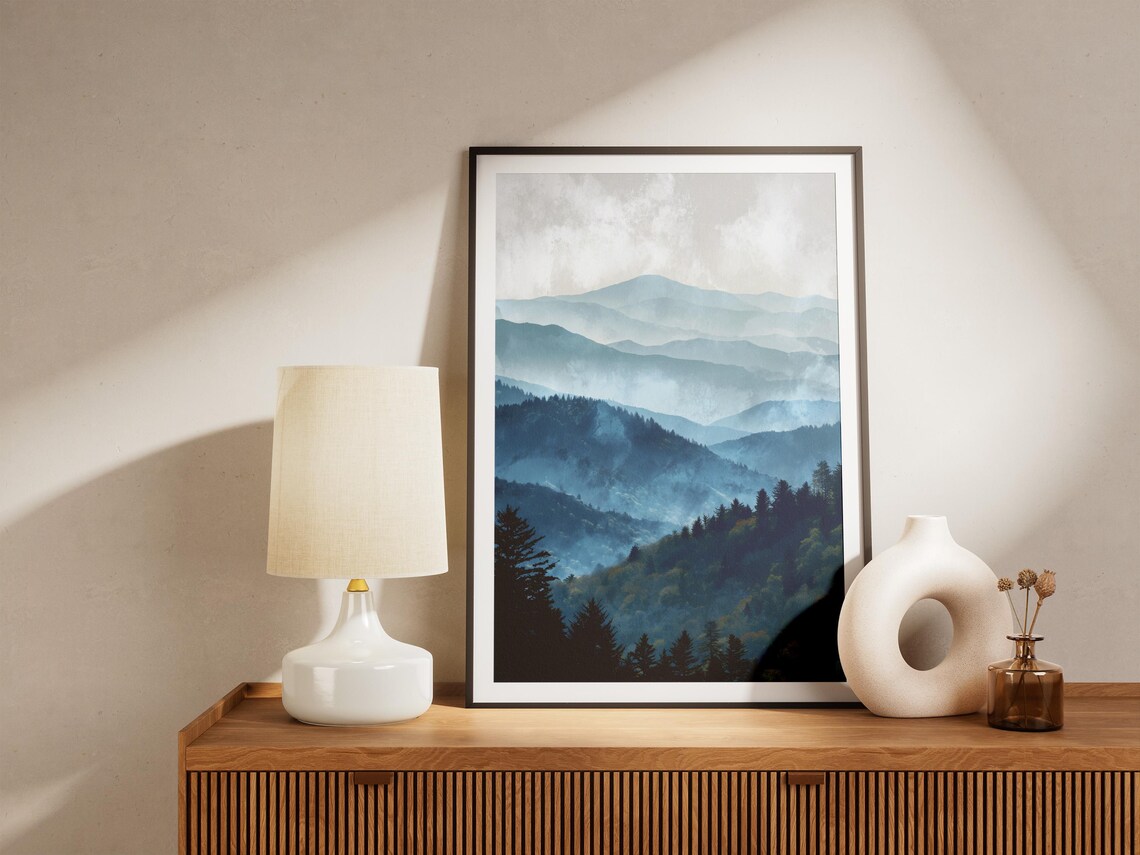 Great Smoky Mountains Blue Ridge Misty Peaks Art Travel Poster - Image 4