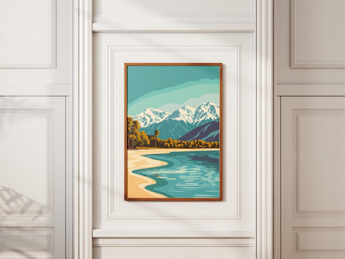 Issyk Kul Kyrgyzstan Snow Mountain Lake Shore Landscape Poster - Image 2