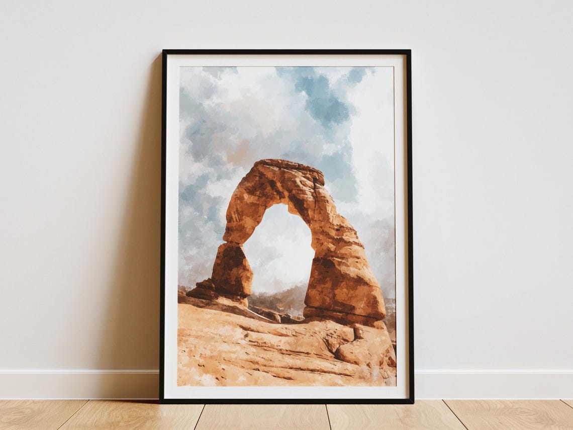 Arches National Park Delicate Arch Watercolor Desert Sky Poster