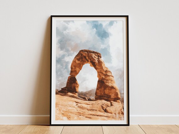 Arches National Park Delicate Arch Watercolor Desert Sky Poster