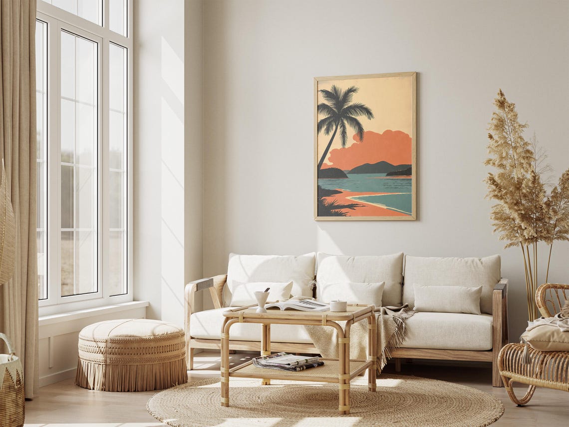 Tonga Island Beach Leaning Palm Sunset Coral Sand Cove Poster - Image 4