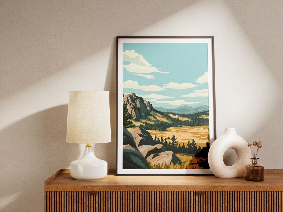 Ubsunur Hollow Mongolia Golden Steppe Rocky Outcrop View Poster - Image 5