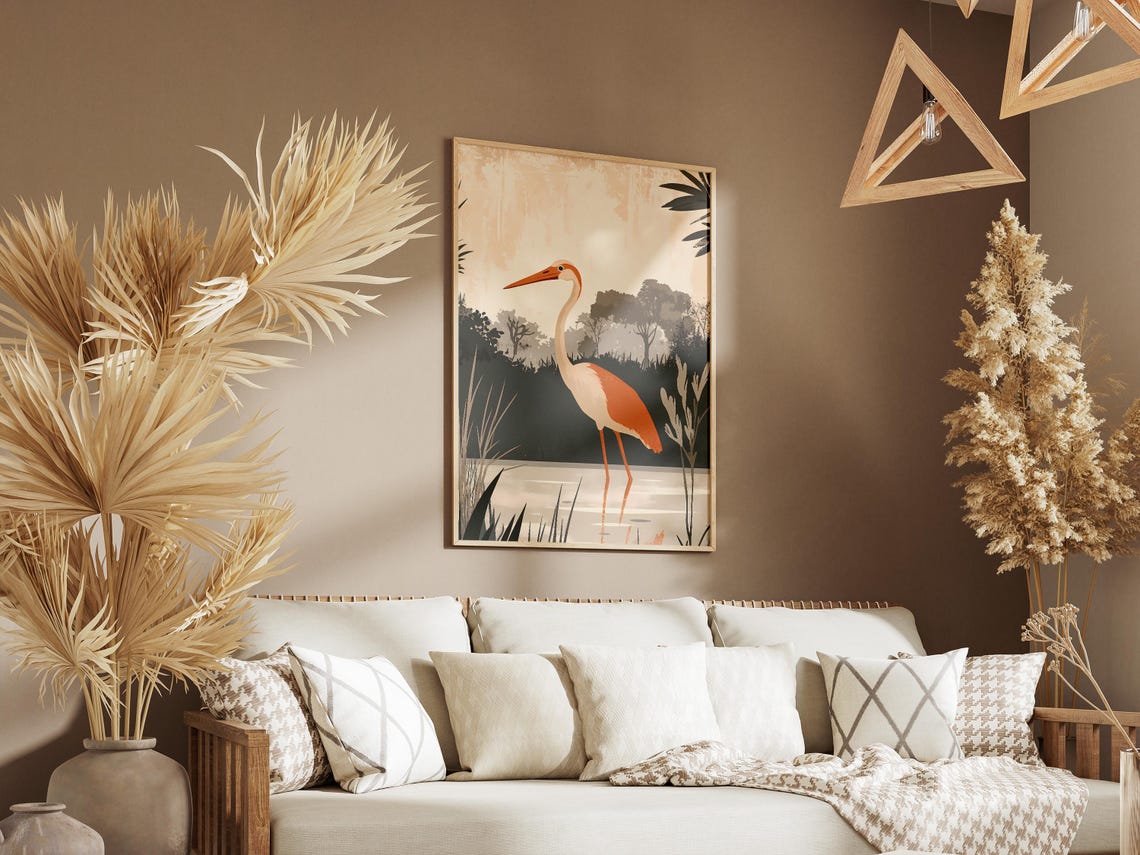 Keoladeo National Park Orange Wading Bird Wetland Art Poster - Image 3