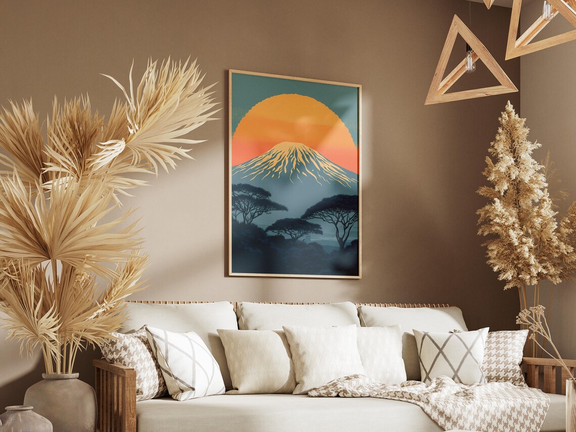 Kilimanjaro National Park Poster Vintage Tanzania Safari Sunset Art - Image 3