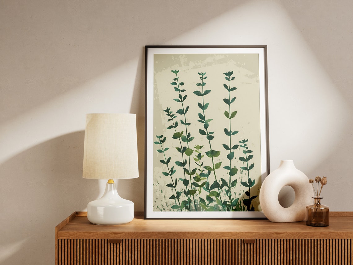 Thyme Herb Sprigs Minimalist Botanical Illustration Art Poster - Image 2