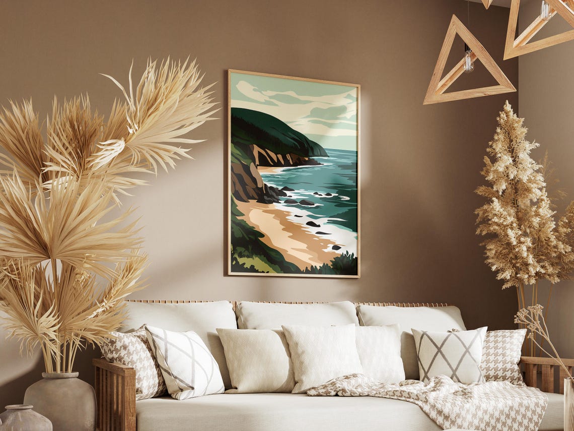 Cabot Trail Canada Rocky Coastline Ocean Beach Travel Art Poster - Image 3