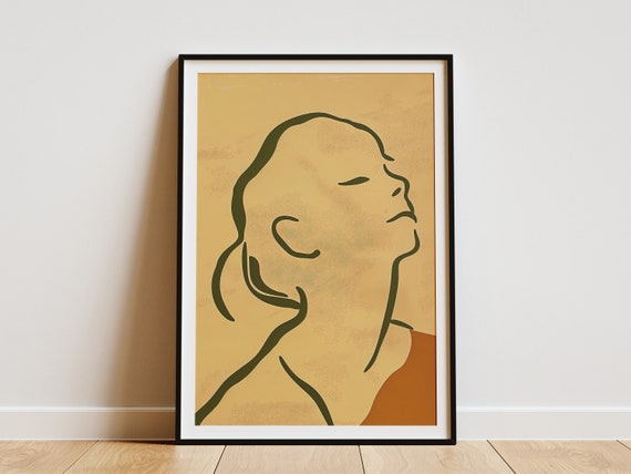 Minimalist Woman Line Art Print Abstract Line Drawing Wall Art Modern Line Art Poster Boho Decor