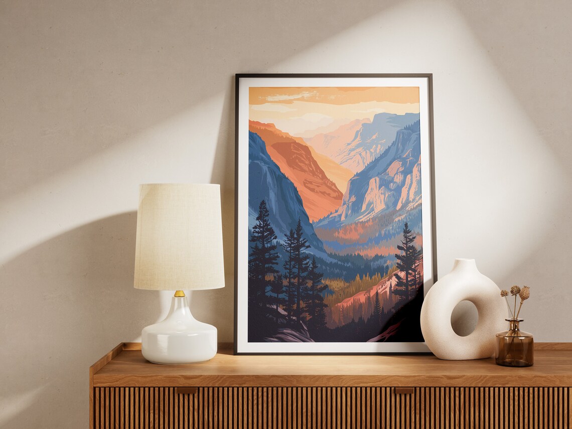 Kings Canyon National Park Mountain Valley Golden Sunrise Poster - Image 2