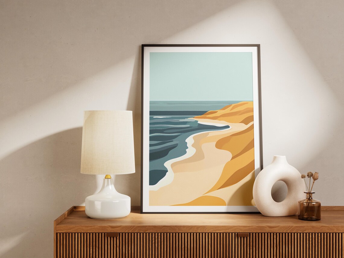 Golden Sand Dune Coastline Abstract Minimalist Beach Art Poster - Image 5