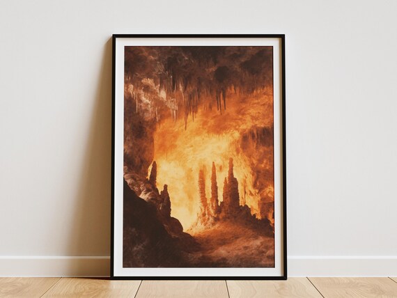 Carlsbad Caverns National Park Amber Underground Cave Art Poster