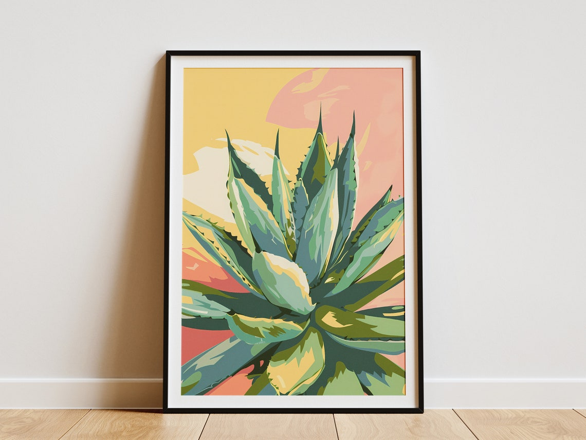 Agave Succulent Sunset Colorful Bold Desert Botanical Poster