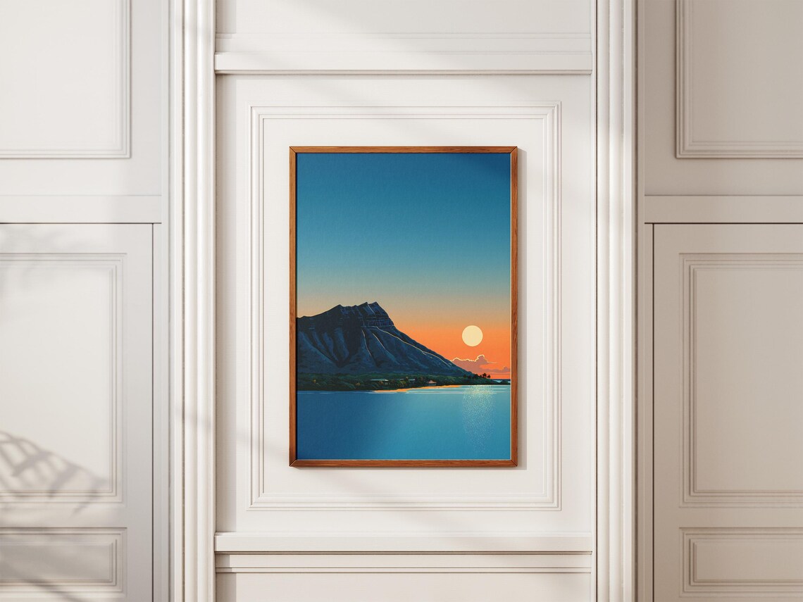 Diamond Head Sunrise Over Waikiki Ocean Honolulu Hawaii Poster - Image 2