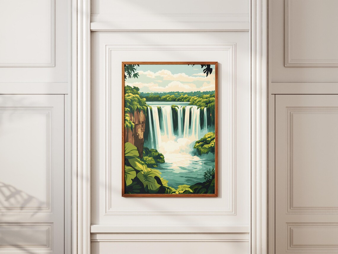Iguazu Falls Brazil Argentina Wide Waterfall Lush Jungle Travel Poster - Image 2