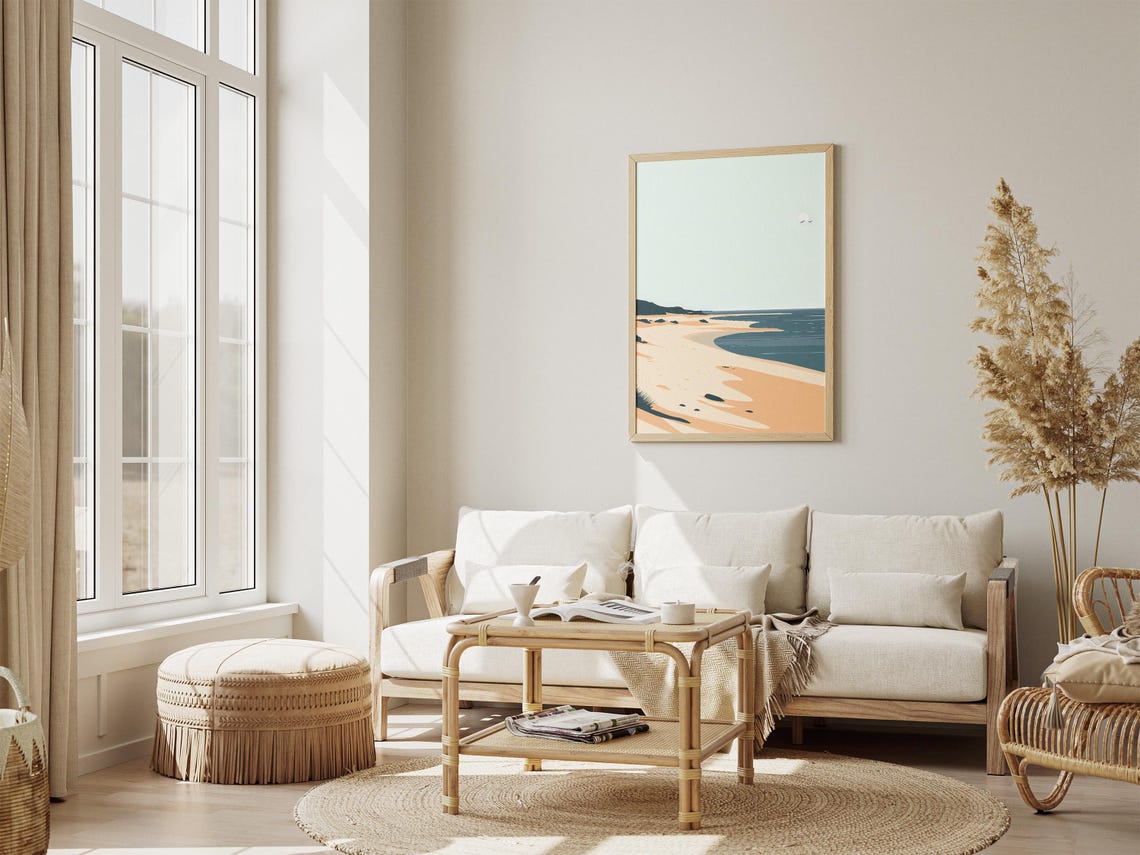 Sudan Beach Minimalist Seascape Sandy Shore Pale Coast Poster - Image 4