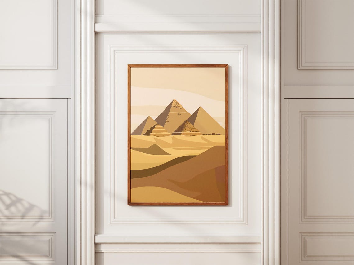 Giza Pyramids Abstract Desert Landscape Poster in Beige and Brown - Image 2