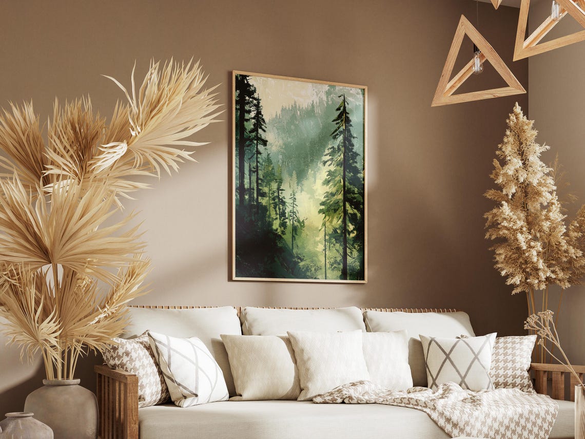 Oregon Misty Pine Forest Fog Pacific Northwest Landscape Poster - Image 3