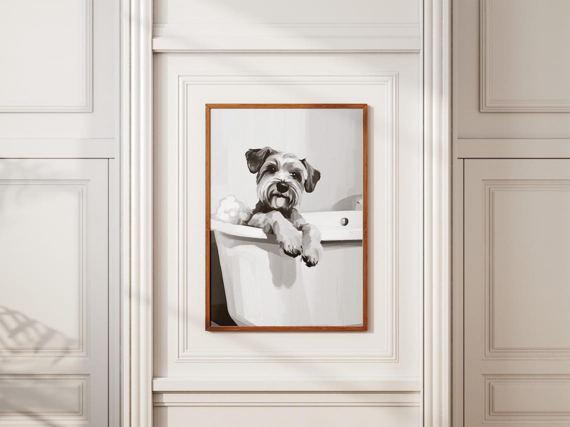 Wheaten Terrier Happy Cute Bubble Bath Minimalist Dog Poster - Image 2