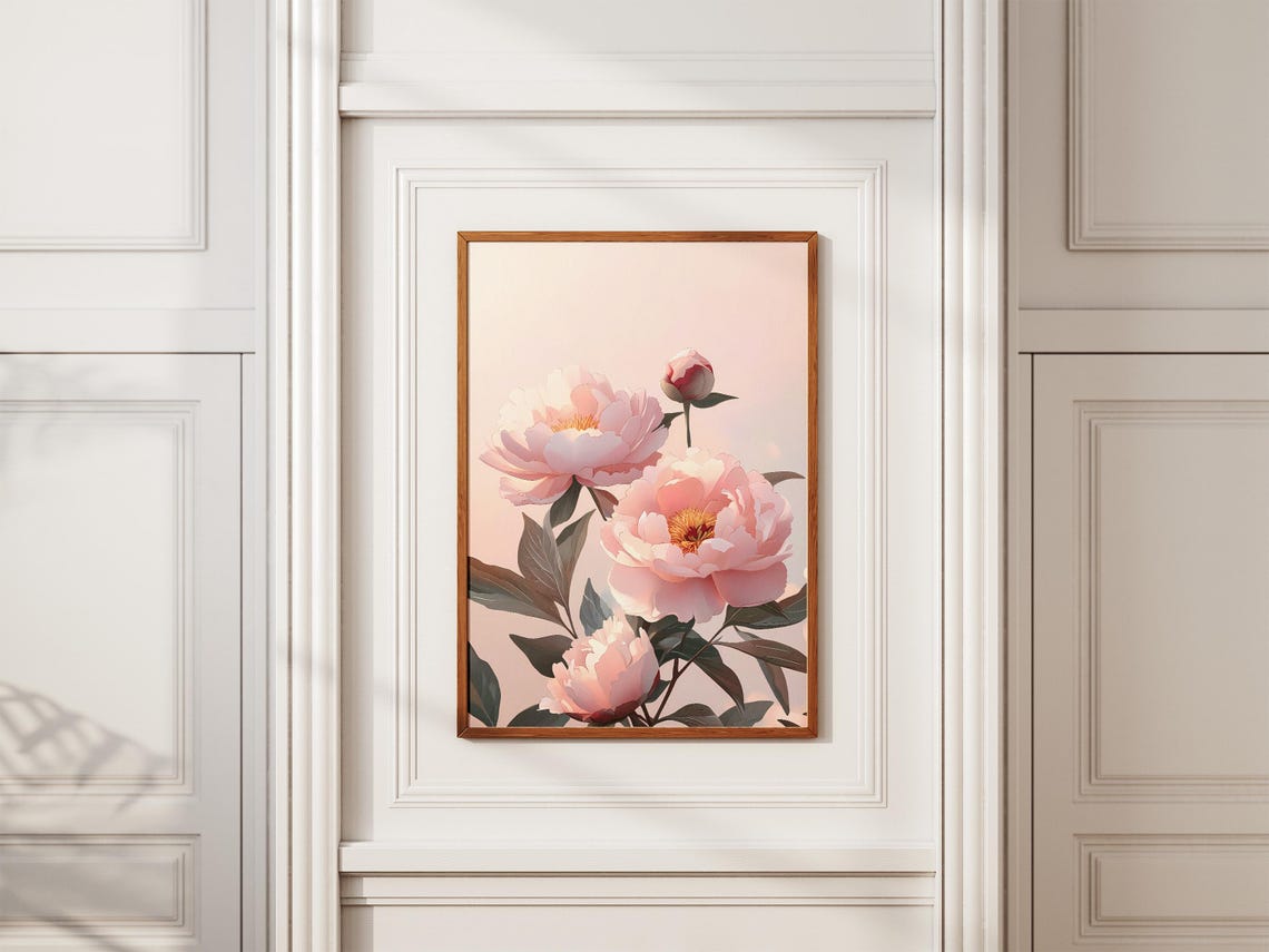 Blush Pink Peony Blooms Soft Romantic Floral Art Wall Poster - Image 2