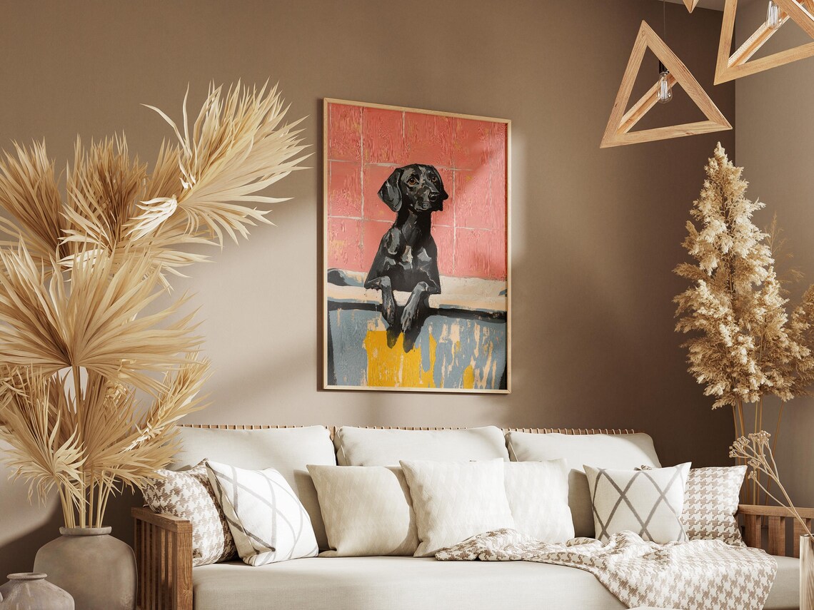 Black Labrador Puppy Bubble Bath Pink Tile Bathroom Humor Poster - Image 3