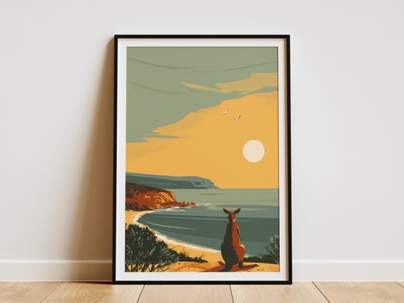 Kangaroo Island Australia Poster Minimalist Travel Print Modern Art Landscape Wall Decor Beach Art