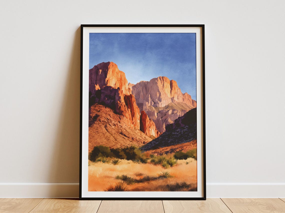 Big Bend National Park Texas Red Rock Desert Sunset Art Poster