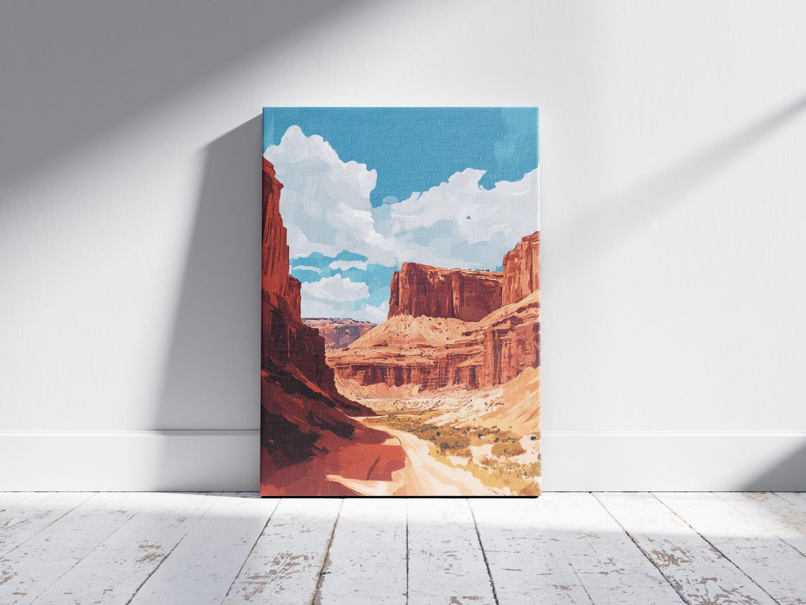 Red Rock Canyon Mesas Desert Landscape Bright Blue Sky Poster - Image 2