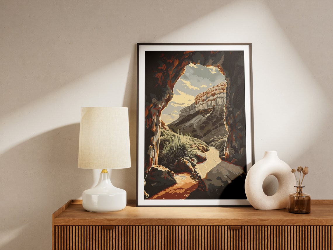 Carlsbad Caverns National Park Cave Mouth Rock Cliffs Vintage Poster - Image 2