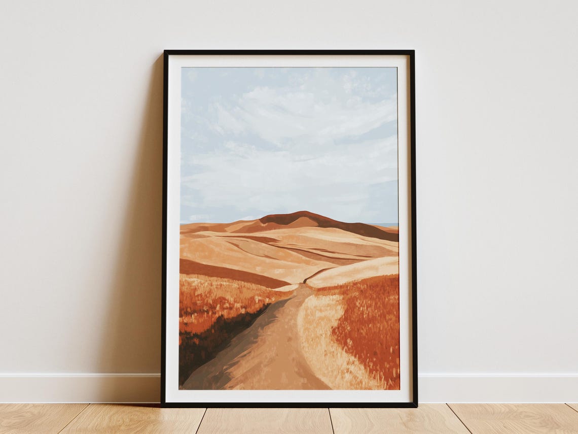 Nebraska Sandhills Prairie Road Golden Rolling Hills Art Poster
