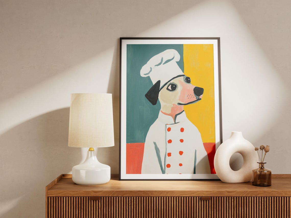 Dog Chef Art Print Kitchen Poster Funny Animal Quirky Decor Culinary Portrait Pet - Image 4