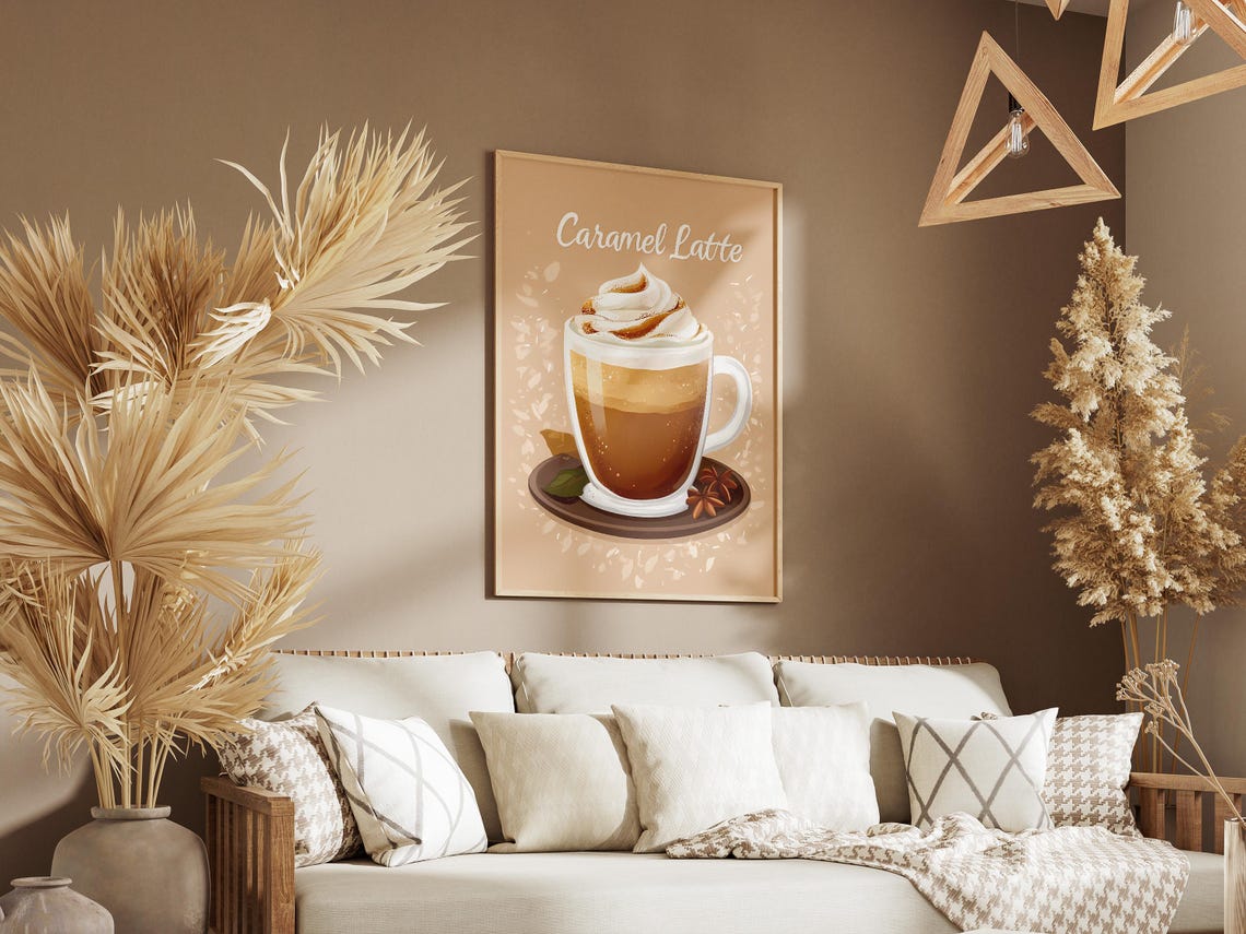 Caramel Latte With Whipped Cream And Star Anise Cafe Art Poster - Image 3