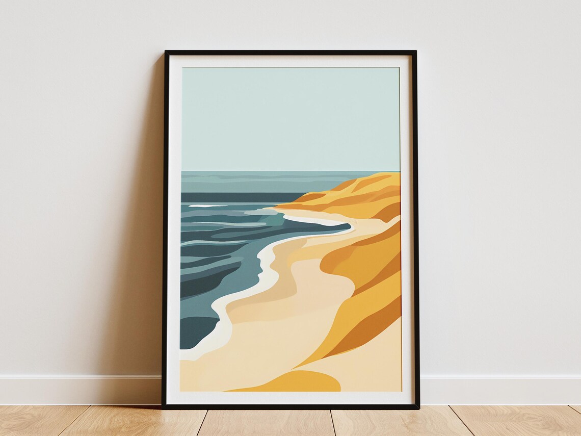 Golden Sand Dune Coastline Abstract Minimalist Beach Art Poster