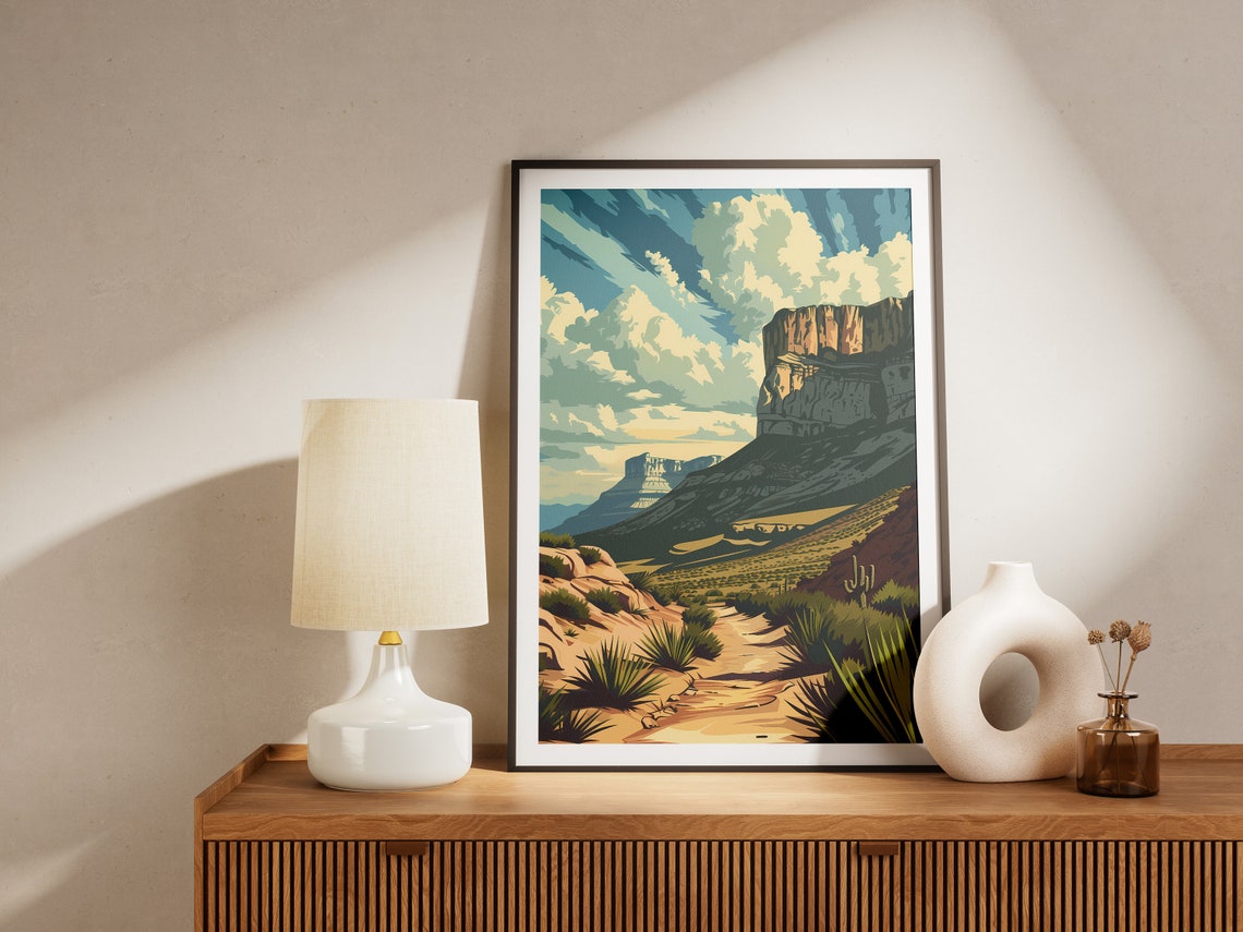 Guadalupe Mountains National Park Vintage Desert Canyon Travel Poster - Image 2