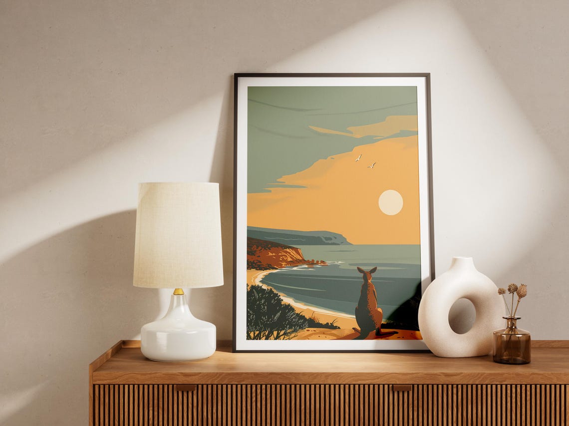 Kangaroo Island Australia Poster Minimalist Travel Print Modern Art Landscape Wall Decor Beach Art - Image 2