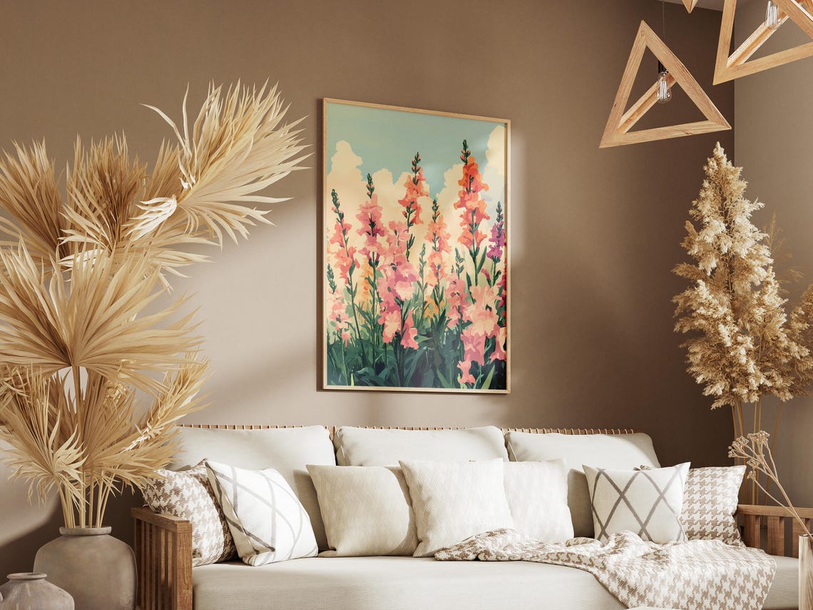 Pink And Orange Snapdragon Flowers In A Summer Garden Poster - Image 3