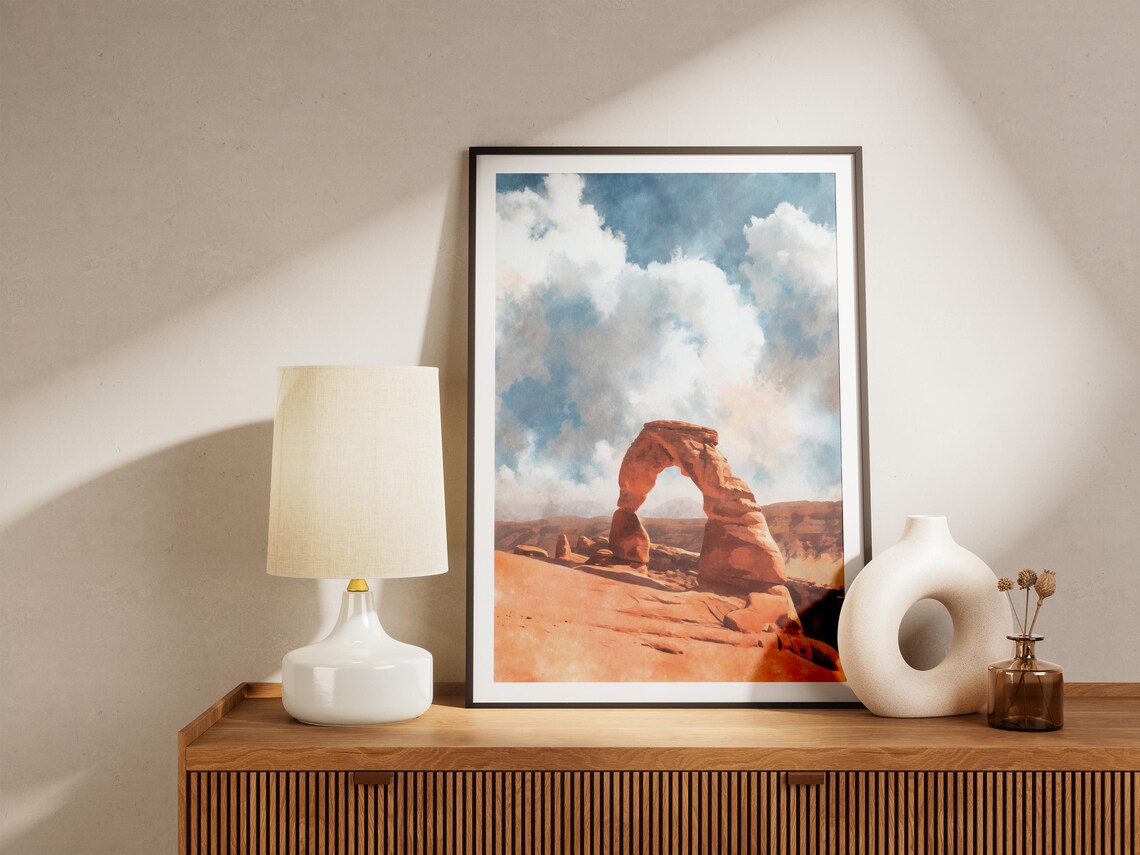 Arches National Park Delicate Arch Utah Red Rock Watercolor Poster - Image 4