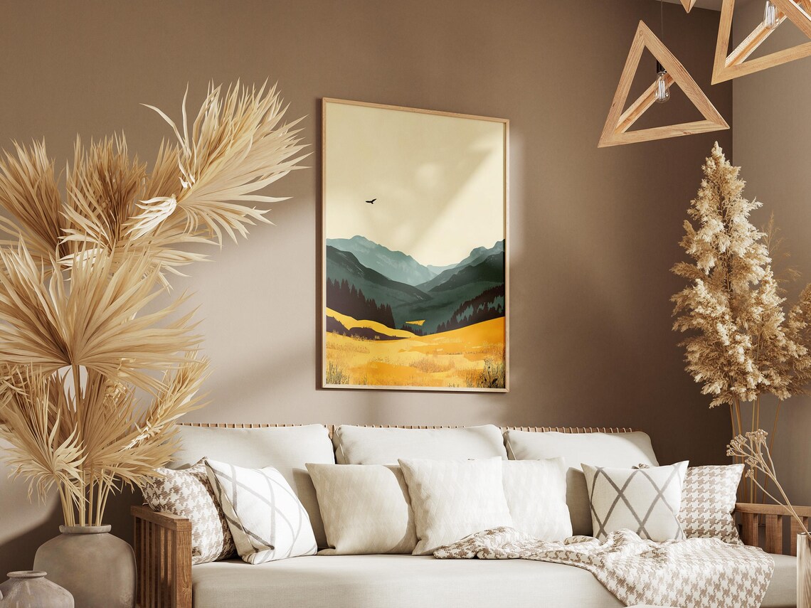 Garajonay National Park Golden Meadow Misty Mountains Poster - Image 3