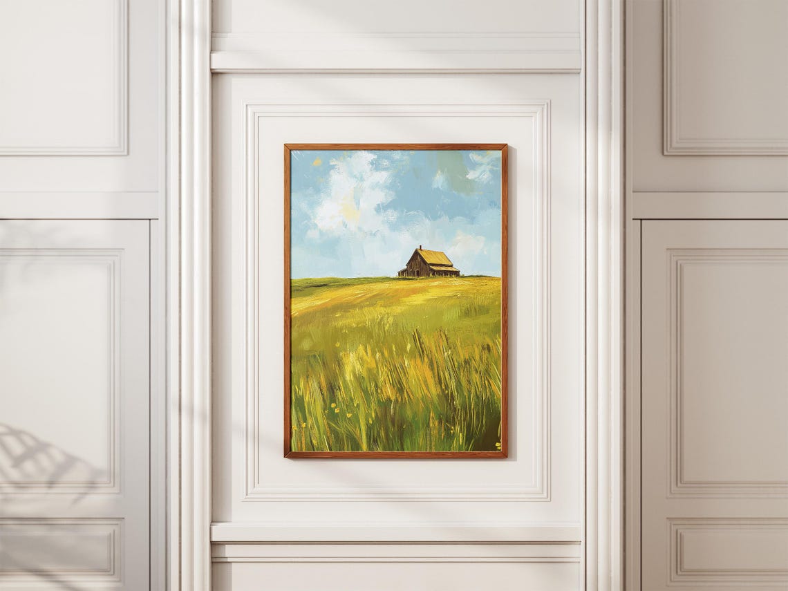 Old Wooden Barn Standing In A Golden Summer Meadow Rustic Poster - Image 2