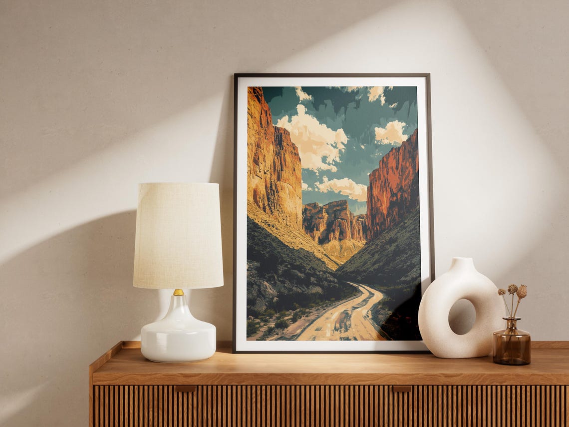 Big Bend Desert Canyon Winding Road Vintage Travel Art Poster - Image 4