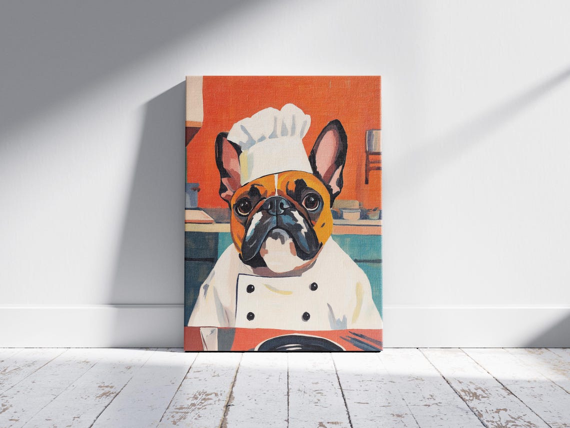 Bulldog Chef Art Print Kitchen Decor Funny Dog Poster Illustration Culinary Lover Gift Wall - Image 2