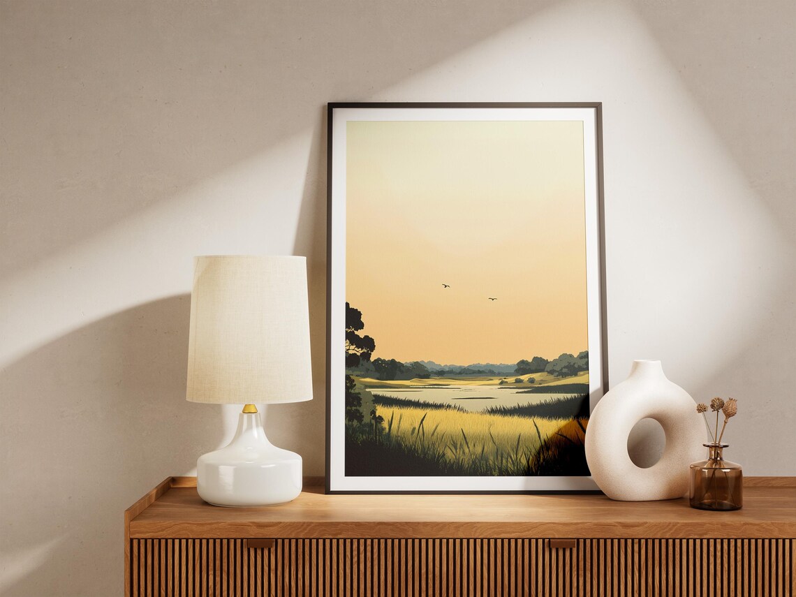 Brazil Pantanal Golden Wetland Sunset Minimalist Nature Poster - Image 5