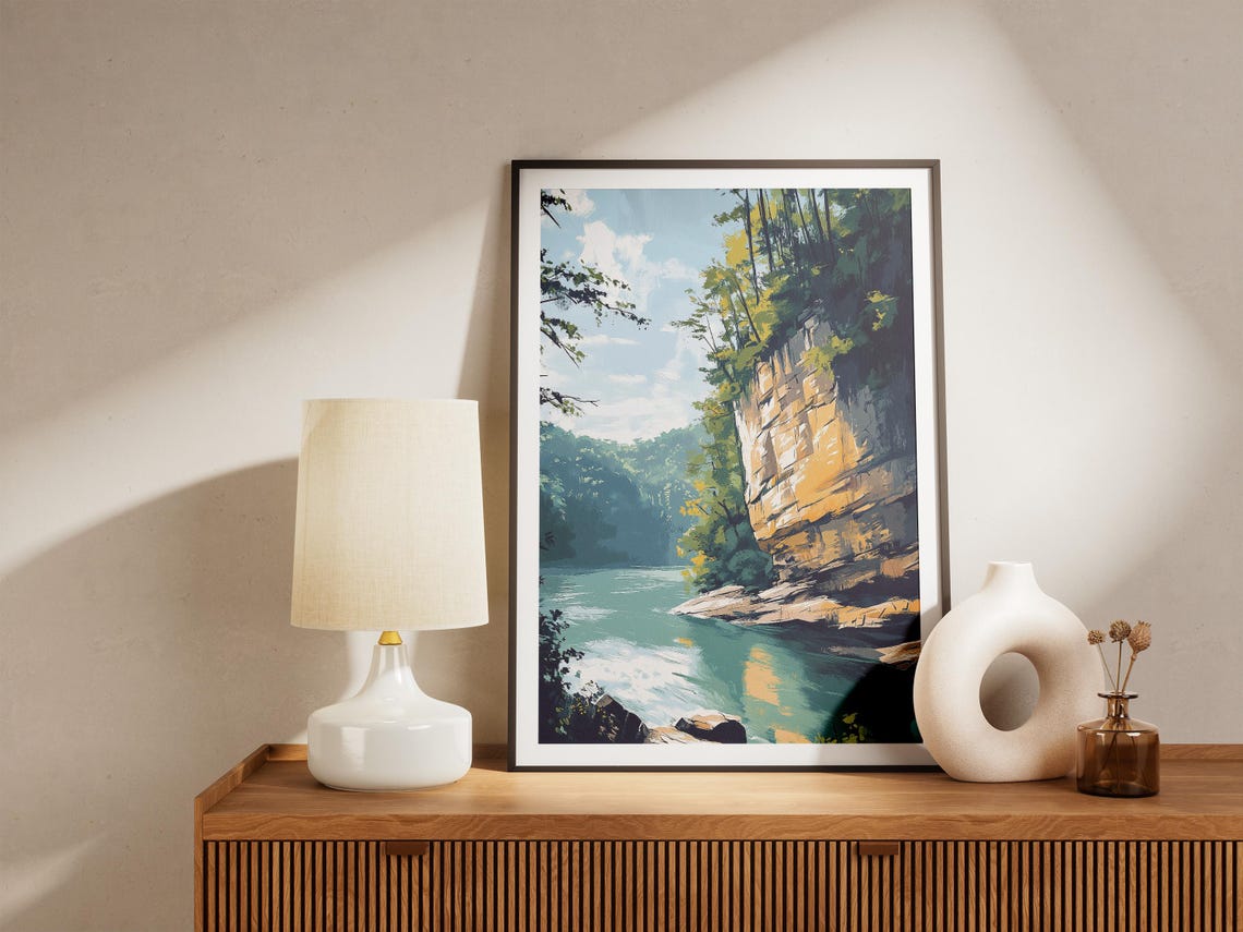 Red River Gorge Kentucky Sandstone Cliff River Nature Art Poster - Image 4