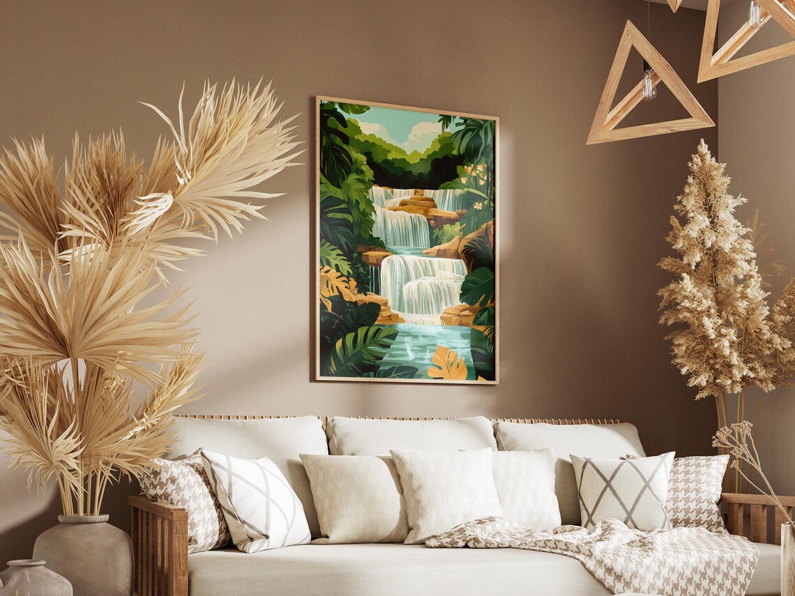 Dunns River Falls Jamaica Tropical Waterfall Jungle Travel Poster - Image 3
