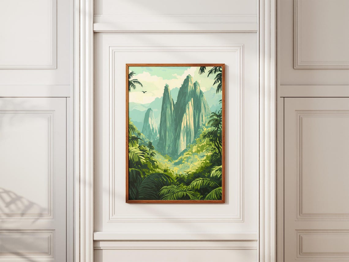 Limestone Pinnacles Lush Jungle Mist Tropical Landscape Poster - Image 2
