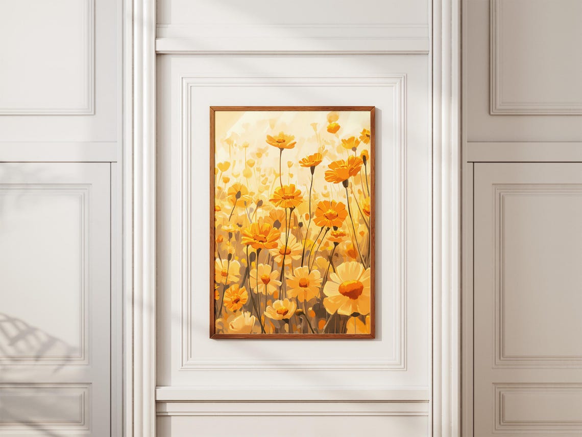 Yellow Marigold Field Backlit Golden Sun Blooms Meadow Poster - Image 2