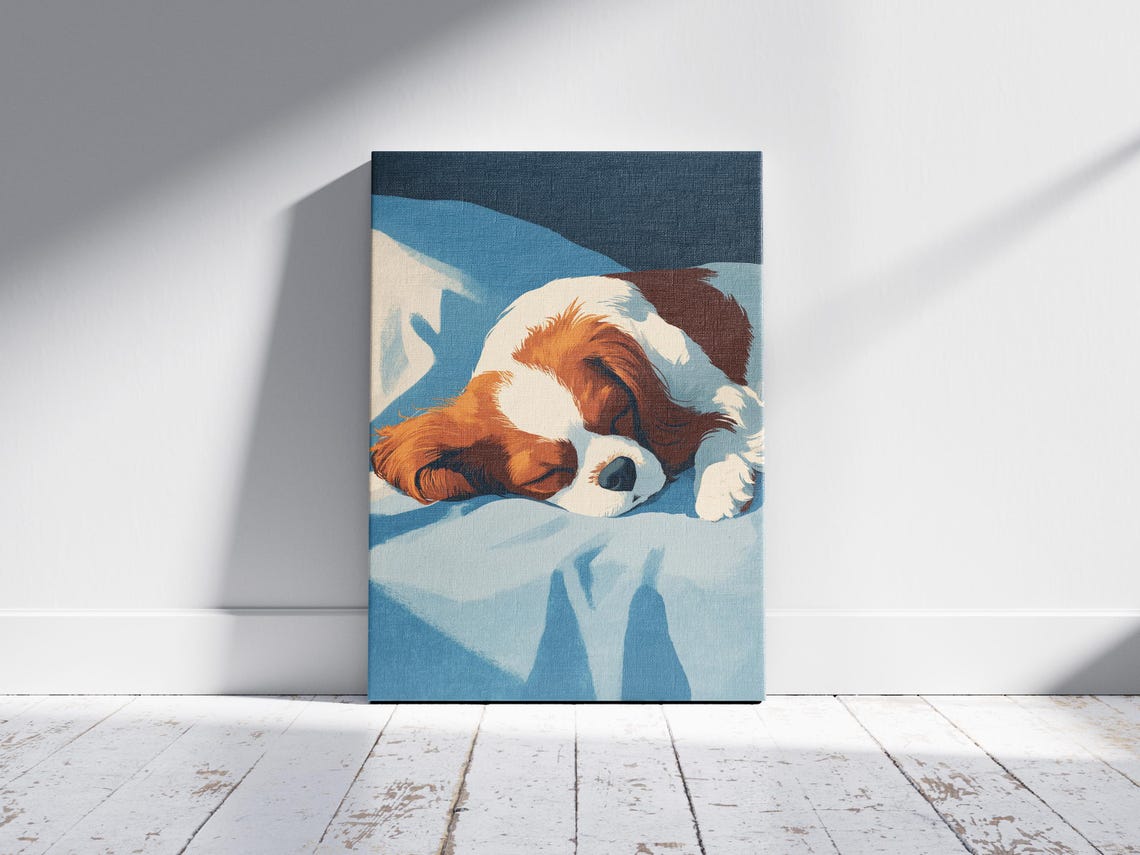 Cavalier King Charles Spaniel Puppy Sleeping Art Print - Image 2