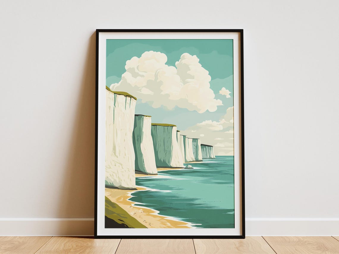 White Cliffs of Dover England Chalk Coastline Landscape Poster